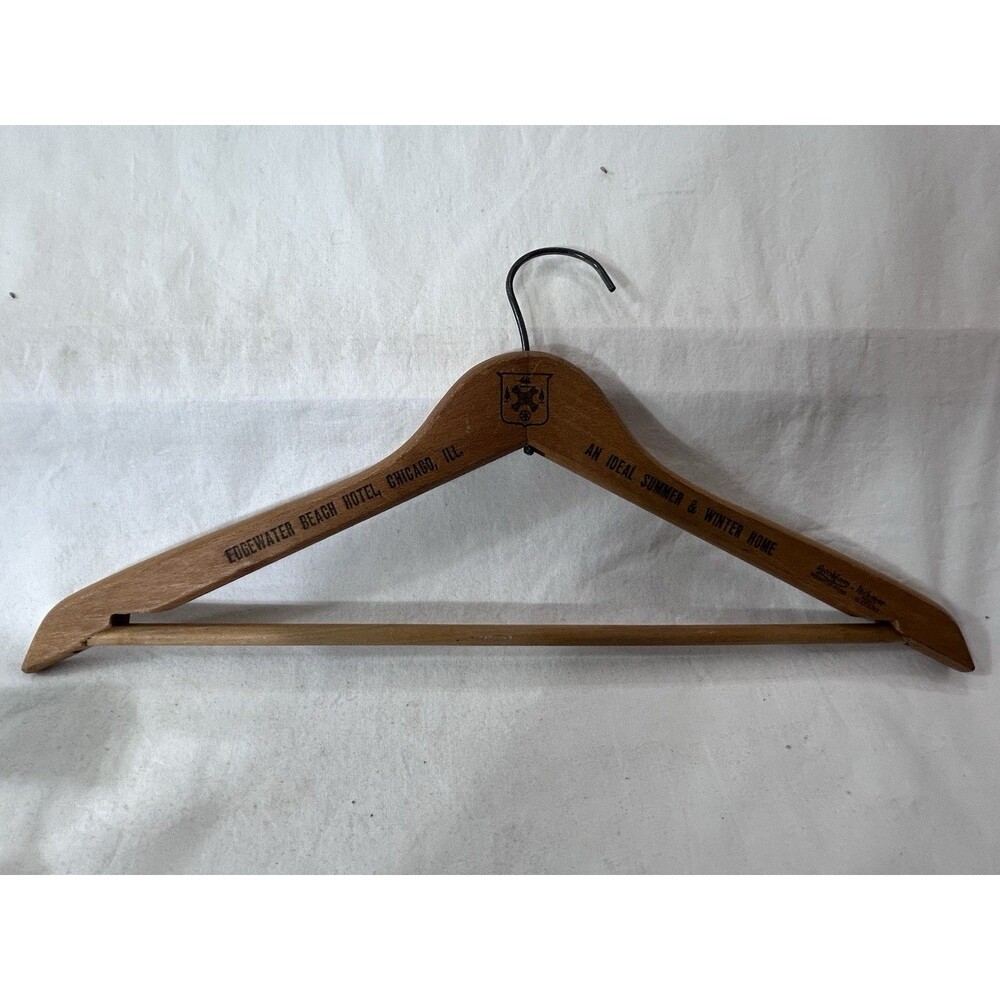 Vintage Edgewater Beach Hotel Chicago Wooden Hanger Advertising Collectible